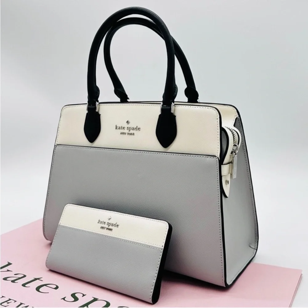 Kate Spade Madison Saffiano Leather Medium Satchel Bag& Large Slim Bifold
Wallet - Picture 2 of 15